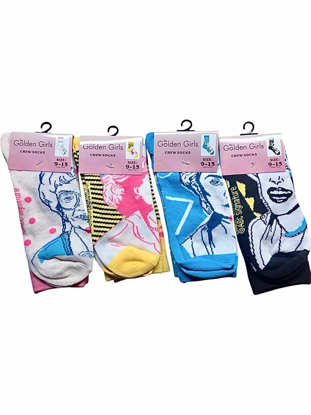 Golden Girls Women's Crew Socks Colorful 4-Pack of Sophia Dorothy Rose & Blanche